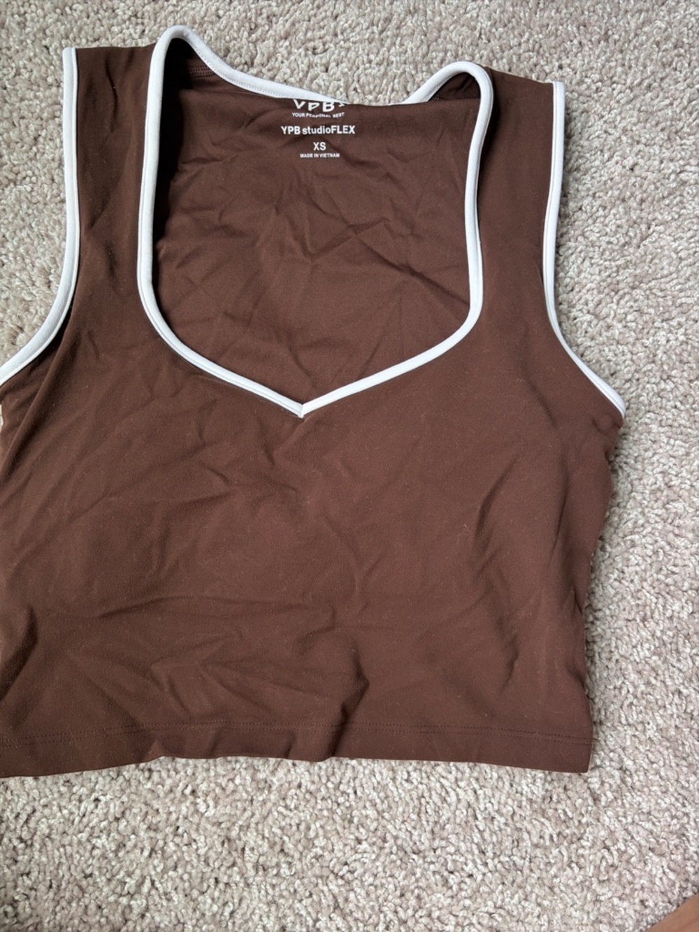 YPB studioFLEX Brown Contrast-Trim Sports Bra Tank